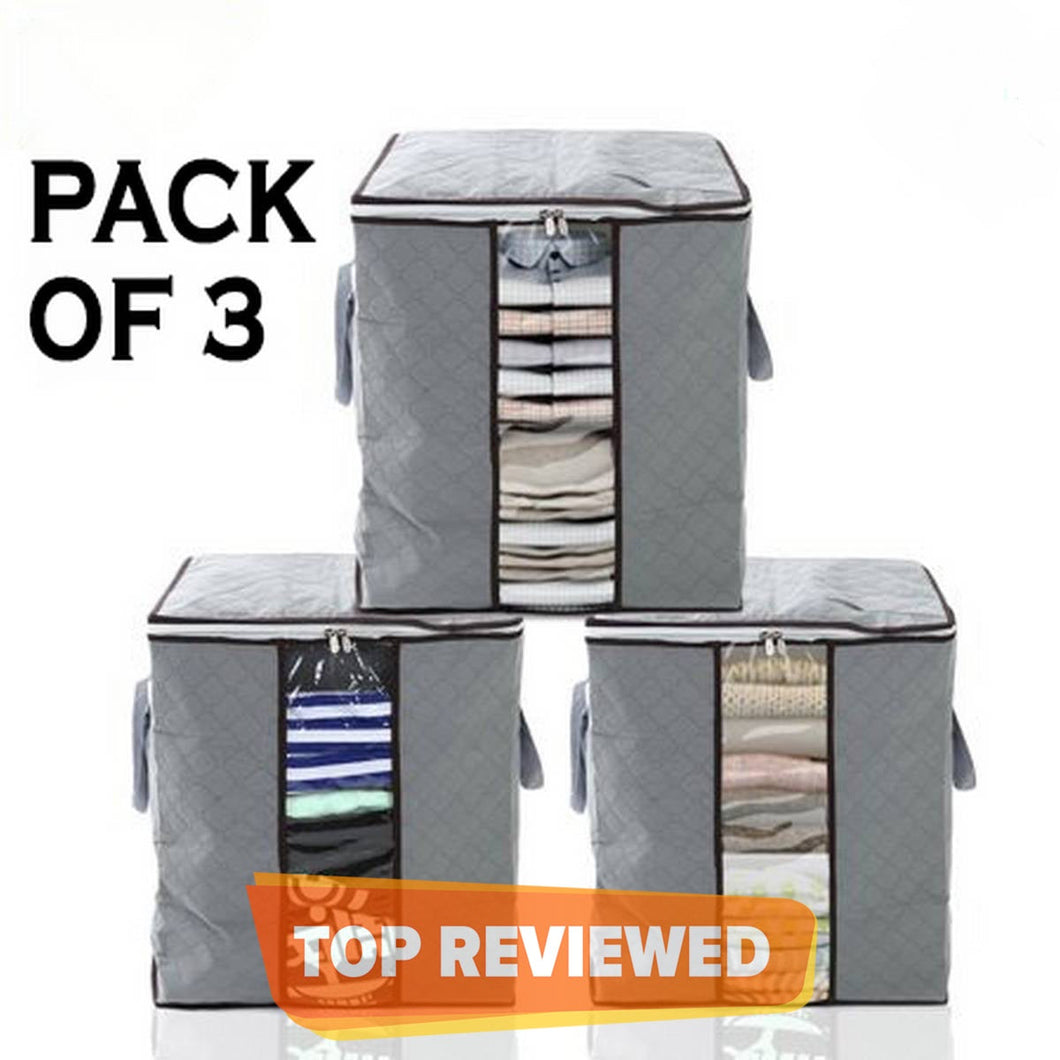 Pack of 3 - Premium Improved Quality LARGE Storage Bags Organizers Portable|